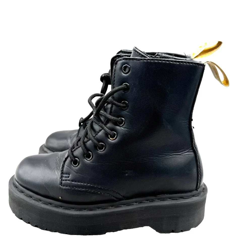 Dr. Martens Vegan Jadon II Mono Platform Boots Youth Unisex‎ 4-5 Black Side Zip
